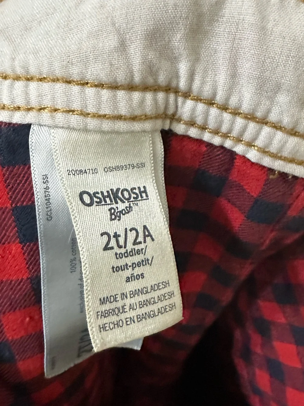 2 t boy OshKosh Buffalo Check Overalls EUC